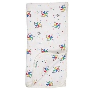 Baby Dior Vintage 80s Cotton Blanket Pinwheel Print Pastel Baby Blanket Primary